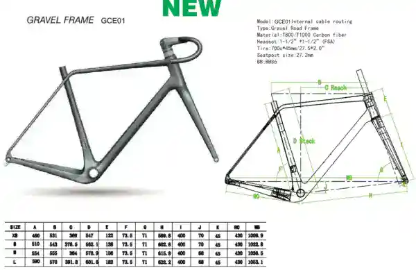 GCE01 Cerrito Carbon Gravel Rahmen mit integrierter Kabelführung