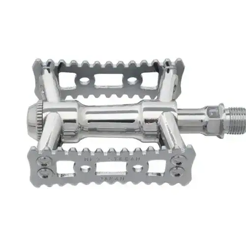 Pedal MKS Sylvan Stream Next silber poliert 3 fach gedichtete Kugellager Käfig 79 x 61 mm Made in Japan Body und Käfig silber poliert