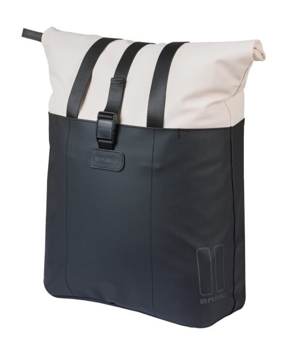 Basil Vive Shopper Gepäckträgertasche MIK Hooks 15-20L cremefarben/schwarz