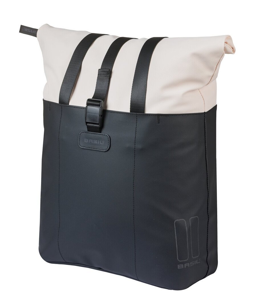 Basil Vive Shopper Gepäckträgertasche MIK Hooks 15-20L cremefarben/schwarz
