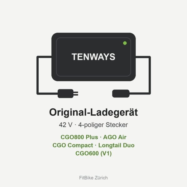 TENWAYS Ladegerät 4-Pin für CGO800 Plus, AGO Air, CGO Compact und Longtail Duo
